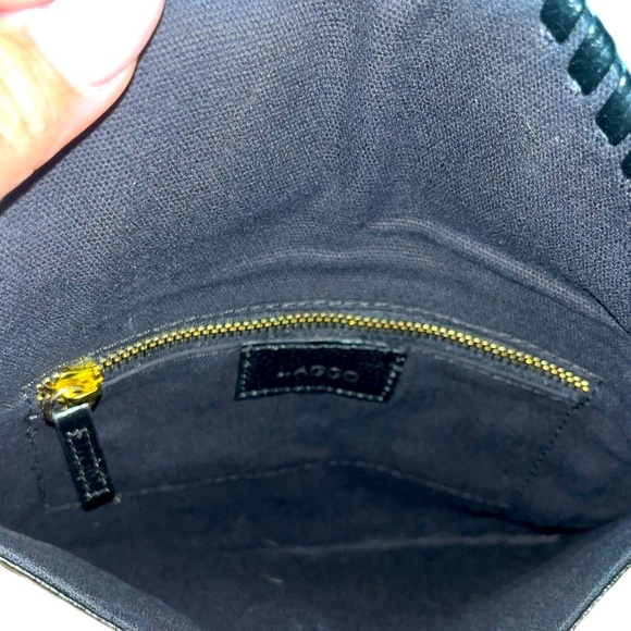 LAGGO Stitched Polka Black Pebble Leather Envelope Clutch NWOT - Picture 3 of 6